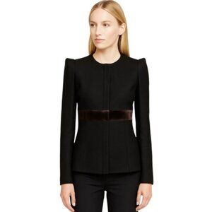 Maje XS Black Plum Contrast Front Snap Wool Cashmere Blazer